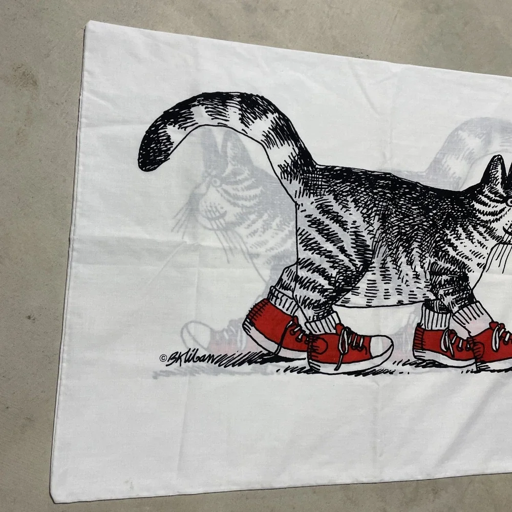 Vintage B KLIBAN CAT Burlington Red Sneakers PILLOWCASE Pillow Case Standard Usa